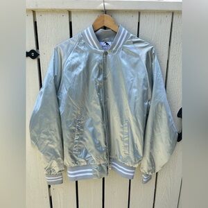Elton John Rocketman Silver Bomber Jacket Windbreaker Rare Unisex Sz M